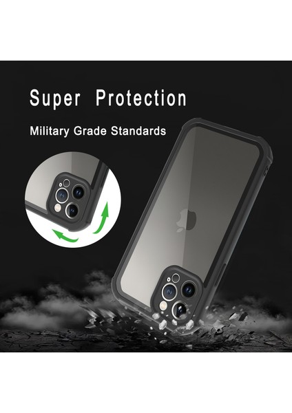 Iphone 14 Pro Phone Case Şok Geçirmez Kasa Anti-Fall Koruyucu Telefon Kapağı Hibrit Kılıf Desteği Kablosuz Şarj-Black (Yurt Dışından) modelleri