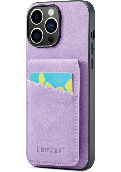 Iphone 14 Pro Fone Cover Crazy Horse Dokusu Kickstand Pu Deri+Tpu Kılıfı Kart Yuvası Ile (Yurt Dışından)