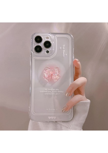 Crystal Bowknot Dekorlu iPhone 14 Pro Yumuşak Tpu Kapağı Için Şeffaf Telefon Kılıfı (Yurt Dışından)