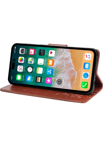 Iphone 14 Pro Telefon Kılıfı Için 6.1 Inç Önleme Önleme Önleyici Çiçek Kelebekleri Deri Mobil Cüzdan Standı Kapak Kahverengi (Yurt Dışından) modelleri
