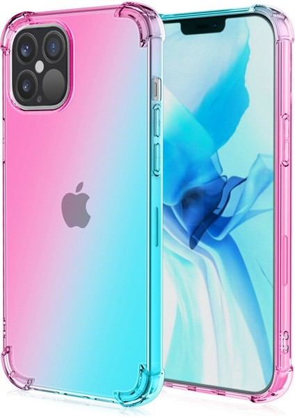 Iphone 14 Pro Telefon Kılıfı Için 6.1 Inç Gradyan Tasarım Damla Dayanıklı Tpu Yumuşak Kenarlı Takviyeli Köşeler Cep Telefonu Kapak Pembe/yeşil (Yurt Dışından)