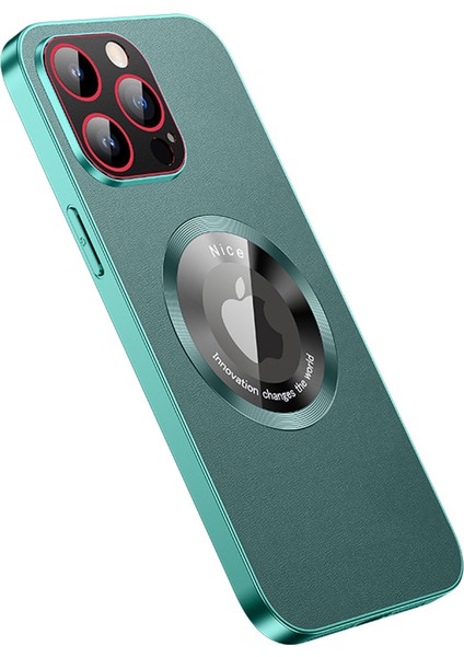 RH05 Iphone 14 Pro Vaka Yumuşak Tpu Pc Pu Deri Kaplamalı Telefon Kapak Yeşili (Yurt Dışından)