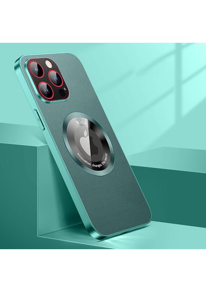 RH05 Iphone 14 Pro Vaka Yumuşak Tpu Pc Pu Deri Kaplamalı Telefon Kapak Yeşili (Yurt Dışından)