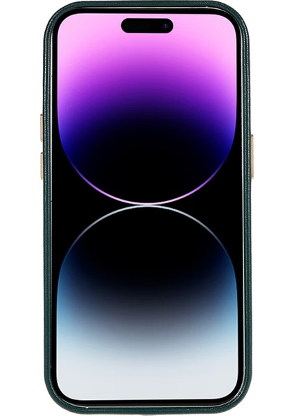 Iphone 14 Pro Pu Deri+Pc Cep Telefonu Için Metal Lens Yüzük Çerçeve Yeşili ile Iş Telefon Kılıfı (Yurt Dışından) fırsatları