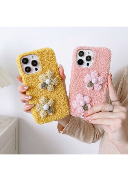 Iphone 14 Pro Flower Decor Peluş Peluş Telefon Kılıfı Damla Geçirmez Tpu Koruyucu Down-Sarı (Yurt Dışından) fiyatları