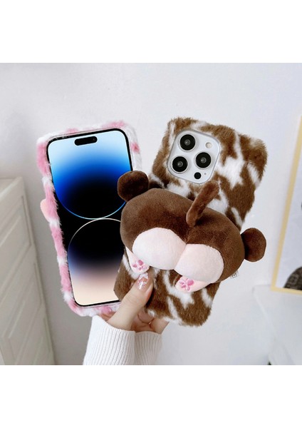 Iphone 14 Pro Fone Case Için Maymun Butt Bebeği Dekor Yumuşak Kabarık Peluş+Tpu Kıta Anti Koruyucu Kapak Kahverengi (Yurt Dışından) fiyatları