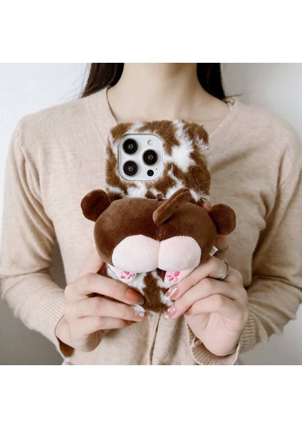 Iphone 14 Pro Fone Case Için Maymun Butt Bebeği Dekor Yumuşak Kabarık Peluş+Tpu Kıta Anti Koruyucu Kapak Kahverengi (Yurt Dışından) modelleri