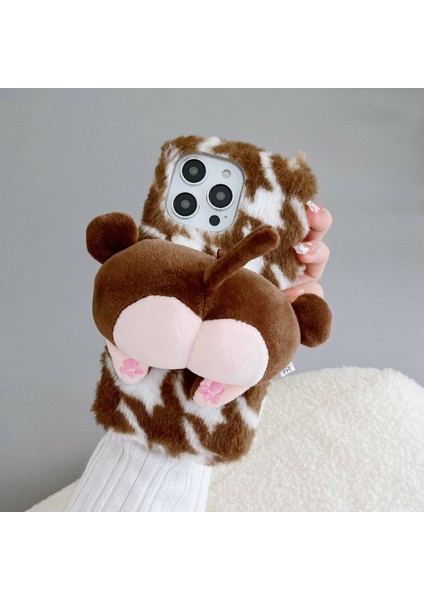 Iphone 14 Pro Fone Case Için Maymun Butt Bebeği Dekor Yumuşak Kabarık Peluş+Tpu Kıta Anti Koruyucu Kapak Kahverengi (Yurt Dışından) fırsatları