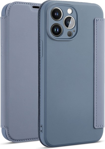Iphone 14 Pro Telefon Kasası Için Cilt Touch Sıvı Silikon Koruyucu Kılıf Kartı Tutucu Kickstand Telefon Şok Geçirmez Kapak Grey (Yurt Dışından)