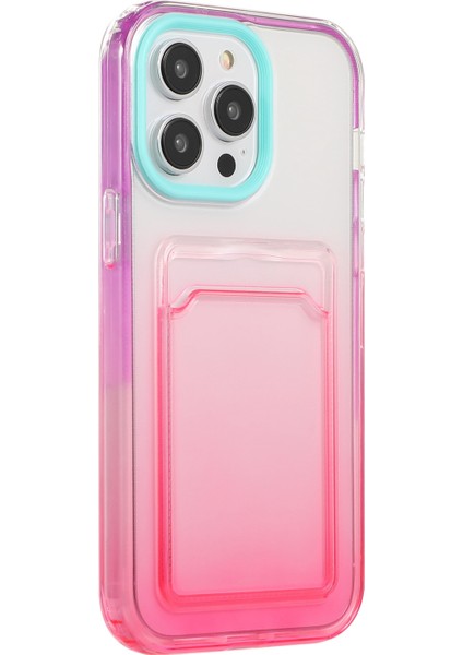 Iphone 14 Pro Telefon Kılıfı Için 6.1 Inç Gradyan Yumuşak Tpu Mobil Kart Yuvası Işlevi Giyim Önleyici Telefon Kabuk Ros (Yurt Dışından)
