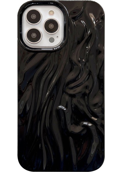 Iphone 14 Pro Pleat Tasarım Için Parlak Telefon Kılıfı Damla Geçirmez Yumuşak Tpu Geri Koruyucu Kapak Black (Yurt Dışından)