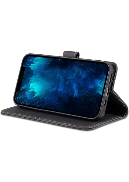 Iphone 14 Pro Telefon Kılıfı Için 6.1 Inç Anti-Drop Pu Deri Cüzdan Kılıfı Manyetik Kapatma Stand Şok Geçirmez Koruyucu Telefon Flip Cover-Black (Yurt Dışından) modelleri