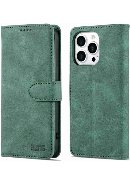 Iphone 14 Pro Telefon Kılıfı Için 6.1 Inç Anti-Drop Pu Deri Cüzdan Kılıfı Manyetik Kapanma Stand Şok Geçirmez Koruyucu Telefon Flip Kapak Yeşili (Yurt Dışından)