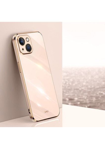 Iphone 14 Yumuşak Tpu Koruyucu Kapak Elektrapan Altın Edge Telefon Vaka-Pembe (Yurt Dışından)