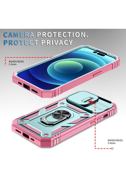 Iphone 14 Pro Telefon Kılıfı 6.1 Inç Aşınmaya Dayanıklı Pc+Tpu Sürgülü Kamera Lens Kapak Tasarım Kickstand/card Slot-Green/pink ile Şok Önleme Kılıfı (Yurt Dışından) fiyatları