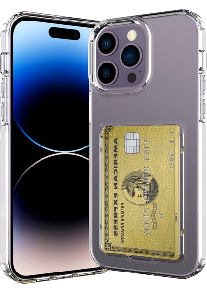Iphone 14 Pro Kart Serisi Kalınlaştırılmış Telefon Kılıfı Kart Tutucu-White ile Yazılış Yumuşak Tpu Kapağı (Yurt Dışından)