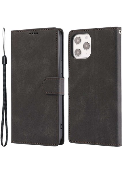 Iphone 14 Pro Telefon Kılıfı Için 6.1 Inç Pu Deri Damla Geçirmez Cüzdan Stand Koruyucu Kapak Strap-Black (Yurt Dışından)