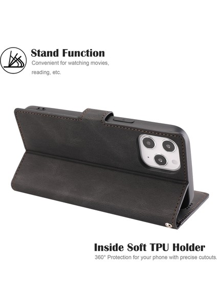 Iphone 14 Pro Telefon Kılıfı Için 6.1 Inç Pu Deri Damla Geçirmez Cüzdan Stand Koruyucu Kapak Strap-Black (Yurt Dışından) fırsatları