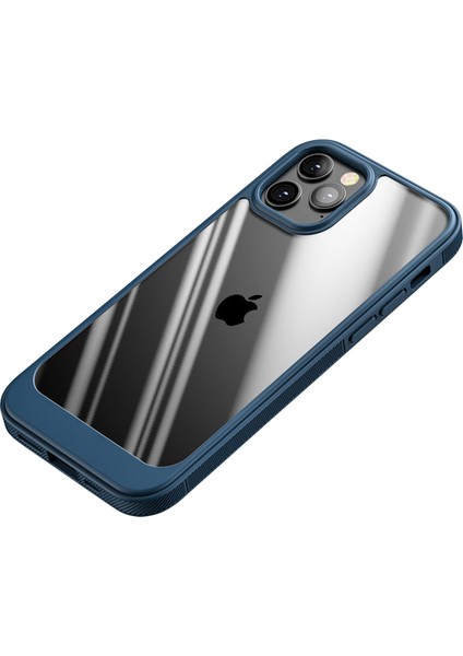 Iphone 14 Pro Için Yumuşak 6.1 Inç Clear Pc+Yumuşak Tpu Çizgiye Döküm Anti-Kılavuzu Kapak Telefon Geri Kılıf Mavisi (Yurt Dışından)