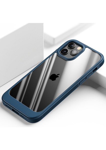 Iphone 14 Pro Için Yumuşak 6.1 Inç Clear Pc+Yumuşak Tpu Çizgiye Döküm Anti-Kılavuzu Kapak Telefon Geri Kılıf Mavisi (Yurt Dışından) modelleri