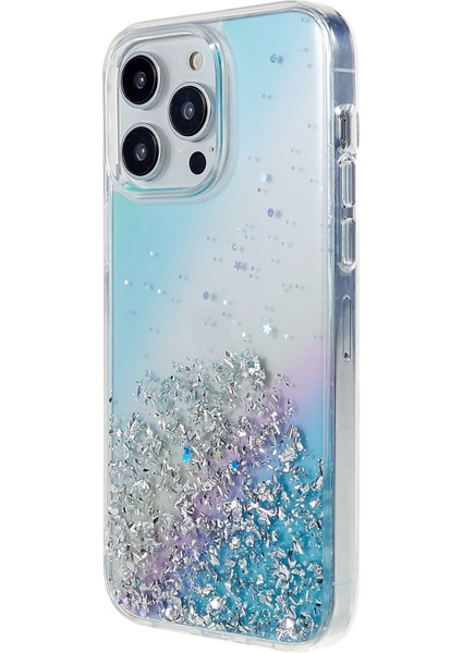 Iphone 14 Pro Glittery Decor Tasarım Koruyucu Kılıf Pc+Tpu Kıçılama Anti-Cract Cover-Blue (Yurt Dışından) modelleri