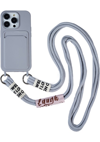 Iphone 14 Pro Drop Anti-Drop Sıvı Silikon Telefon Kapağı Kart Yuvası Strap-Grey (Yurt Dışından)