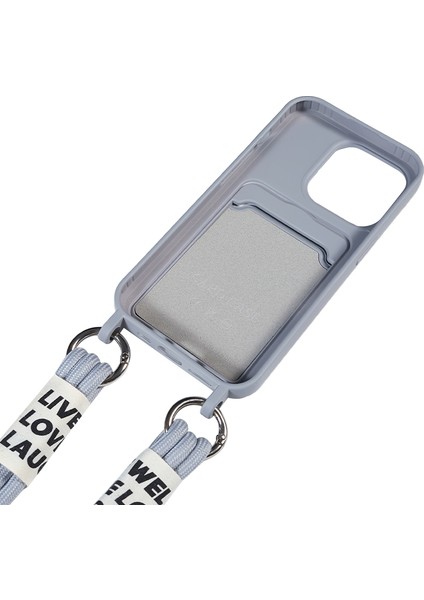 Iphone 14 Pro Drop Anti-Drop Sıvı Silikon Telefon Kapağı Kart Yuvası Strap-Grey (Yurt Dışından)