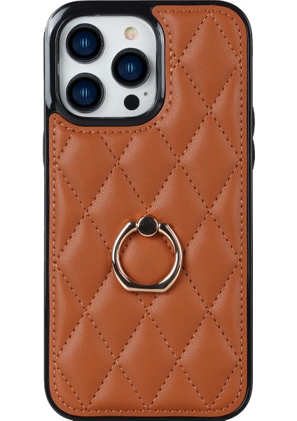 Iphone 14 Pro 14 Pro Telefon Kılıf Tutucu Için Kickstand Pu Deri Kaplamalı Tpu Rhombus Izgara Deseni Baskılı Anti-Çizelge Geri Kapak Kahverengi (Yurt Dışından) fiyatları