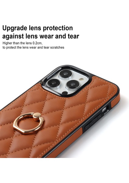 Iphone 14 Pro 14 Pro Telefon Kılıf Tutucu Için Kickstand Pu Deri Kaplamalı Tpu Rhombus Izgara Deseni Baskılı Anti-Çizelge Geri Kapak Kahverengi (Yurt Dışından) fırsatları