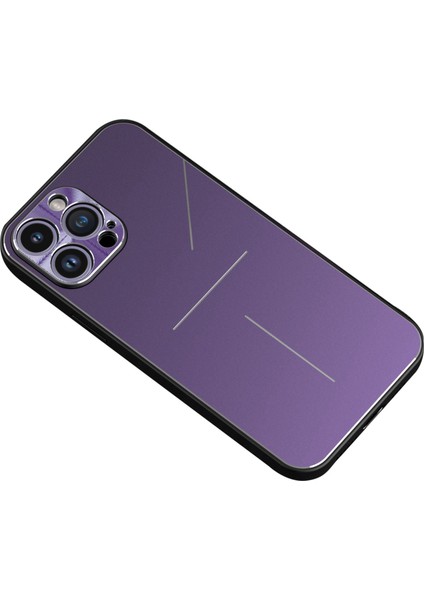 Iphone 14 Pro Telefon Kılıfı Için Üç Line Tasarım Alüminyum Alaşımlı Ultra Ince Telefon Kabuğu+Tpu Koruyucu Arka Kapak Morası (Yurt Dışından)