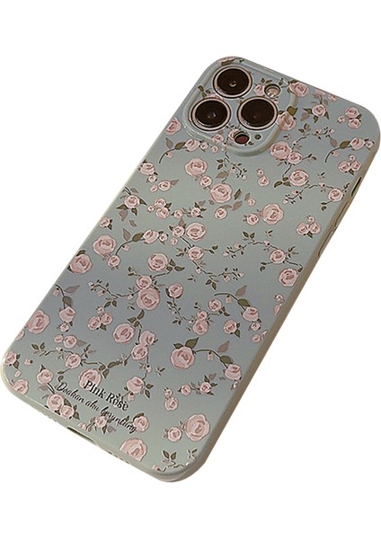 Iphone 14 Pro Retro Çiçek Desenli Telefon Kılıfı Karakter Anti-Cratch Telefon Tpu Arka Kapak-Mavi (Yurt Dışından)