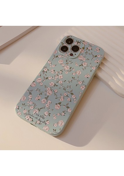 Iphone 14 Pro Retro Çiçek Desenli Telefon Kılıfı Karakter Anti-Cratch Telefon Tpu Arka Kapak-Mavi (Yurt Dışından)
