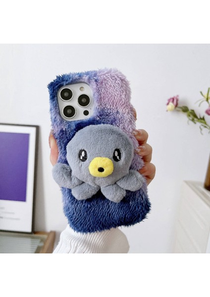 Iphone 14 Pro Ahtapot Için Peluş Bebek Dekor Kış Kabarık Telefon Kılıfı Damla Koşullu Tpu Kapak-Blue (Yurt Dışından) fiyatları