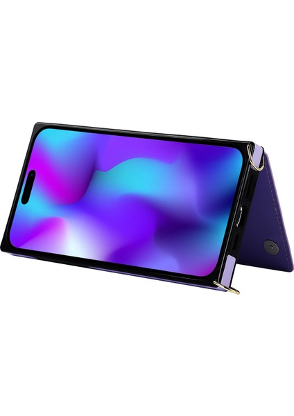 Iphone 14 Pro 14 Pro Phone Kılıfı Pu Deri Kaplamalı Tpu Kickstand Fermuar Cep Manyetik Düğme Kart Yuvaları Koruyucu Kapak Omuz Kayışı Doğru (Yurt Dışından)
