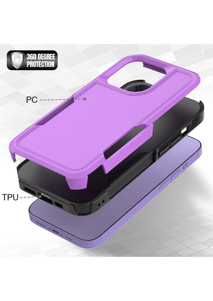 Iphone 14 Pro 6.1 Inç Damla Koruması Yükseltilmiş Kenar Pc+Tpu Cep Telefonu Kapak Morası Için Akıllı Telefon Kılıfı (Yurt Dışından)