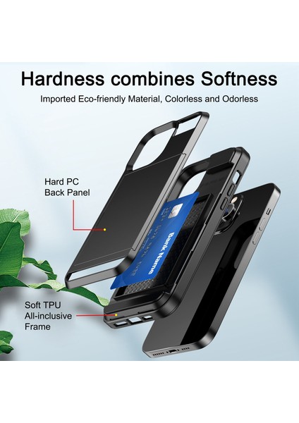 Iphone 14 Pro Telefon Kılıfı Için 6.1 Inç Kayan Kart Tutucu Pürüzsüz Yüzey Pc+Tpu Hibrit Telefon Kabuk Işık Mavi (Yurt Dışından) modelleri