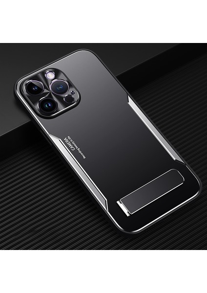 Tpu+Alüminyum Alaşım Telefon Kılıfı Iphone 14 Pro-Drop Anti-Drop Kickstand Back Cover Silver (Yurt Dışından) fırsatları