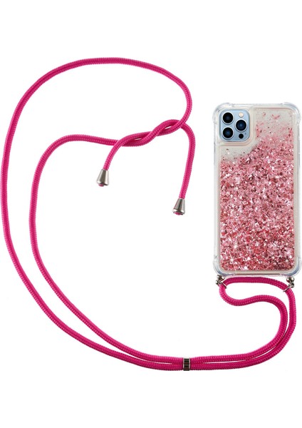 Iphone 14 Pro Telefon Kılıfı 6.1 Inç Bling Glitter Sıvı Kılıf Yüzen Hızlı ve Şok Geçirmez Yumuşak Tpu Telefon Kapağı Uzun Kömeli Pembe (Yurt Dışından)