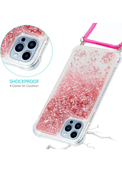 Iphone 14 Pro Telefon Kılıfı 6.1 Inç Bling Glitter Sıvı Kılıf Yüzen Hızlı ve Şok Geçirmez Yumuşak Tpu Telefon Kapağı Uzun Kömeli Pembe (Yurt Dışından) fiyatları