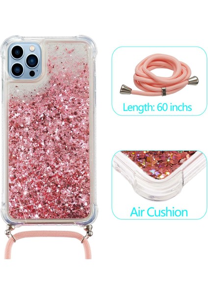 Iphone 14 Pro Telefon Kılıfı 6.1 Inç Bling Glitter Sıvı Kılıf Yüzen Hızlı ve Şok Geçirmez Yumuşak Tpu Telefon Kapağı Uzun Kömeli Pembe (Yurt Dışından) modelleri