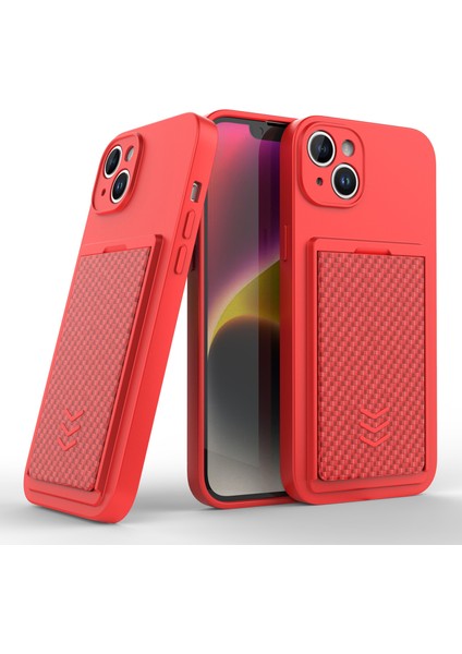 Iphone 14 Tpu+ Pc Slim Slip Slip Damlalı Damla Damalı Telefon Kapağı Sürgülü Kart Yuvası Kırmızısı (Yurt Dışından) fiyatları