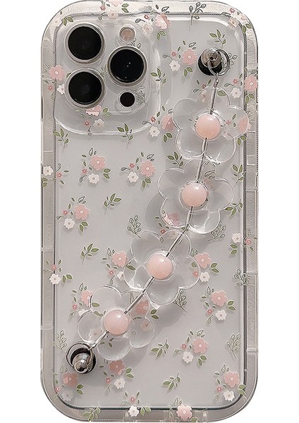 Iphone 14 Pro Çiçek Desenli Telefon Kılıfı Yumuşak Tpu Çiçek Dekor Zinciri ile Temiz Telefon Kapağı (Yurt Dışından)