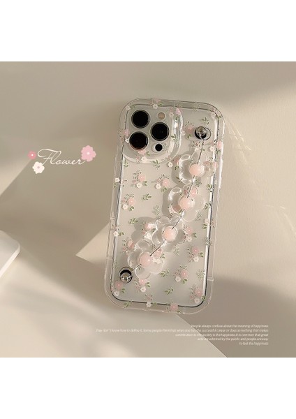 Iphone 14 Pro Çiçek Desenli Telefon Kılıfı Yumuşak Tpu Çiçek Dekor Zinciri ile Temiz Telefon Kapağı (Yurt Dışından)