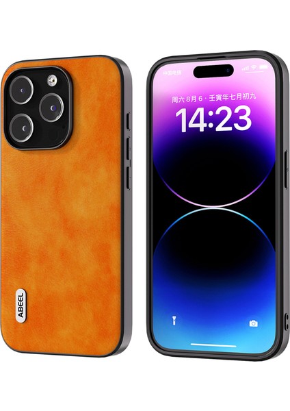 Iphone 14 Pro Telefon Kılıfı Için Litchi Doku Anti-Çizelge Pu Deri Kaplamalı Tpu Kapak-Orange (Yurt Dışından)