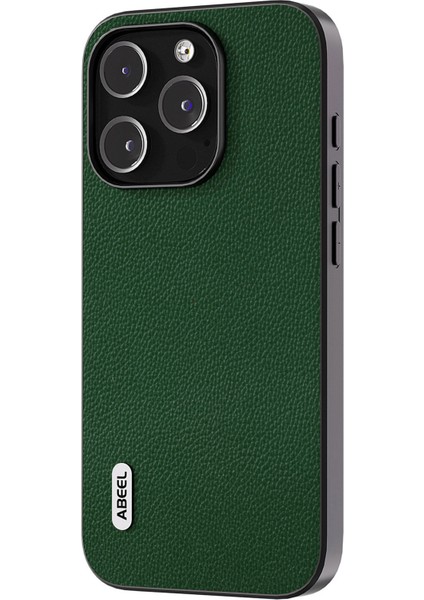 Iphone 14 Pro Koruyucu Kabuk Litchi Doku Dergi Deri+Pc+Tpu Telefon Kılıf Yeşil (Yurt Dışından)