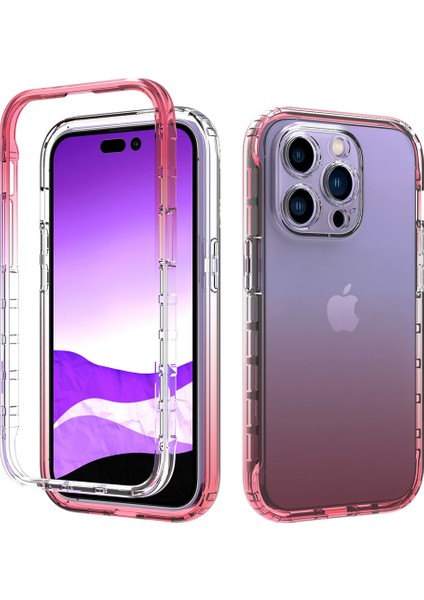 Iphone 14 Pro Telefon Kılıfı 6.1 Inç Aşınmaya Dayanıklı Şok Geçirmez Şeffaf Tpu+Pc Hibrid Kılıf Renk Cep Telefonu Kabuğu Kırmızı (Yurt Dışından)