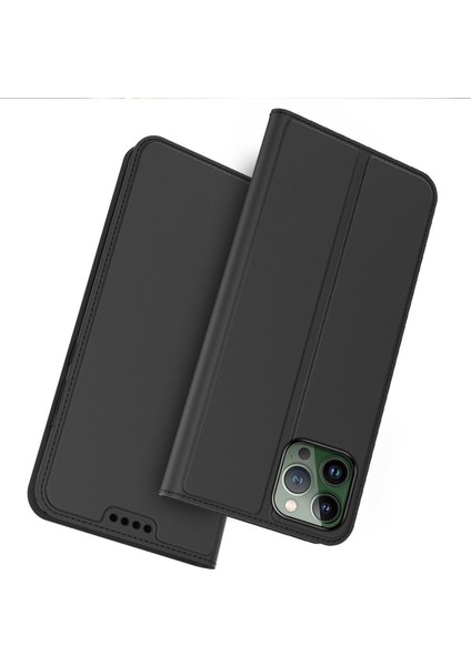 Iphone 14 Pro Fone Case Pu Deri Kart Yuvası Stand Gizli Manyetik Emilim Şok Geçirmez Koruyucu Kapak-Siyah (Yurt Dışından)