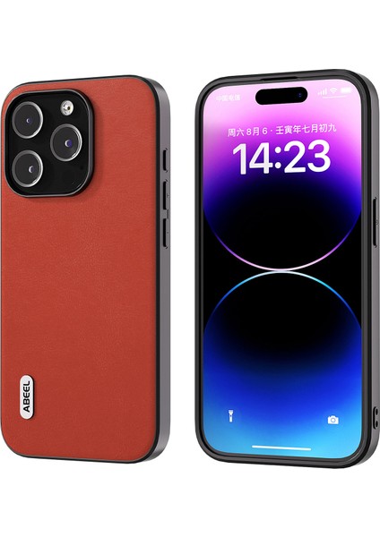 Iphone 14 Pro-Drop Anti Drop Ince Kılıf Dokulu Pu Deri+Yumuşak Tpu Telefon Kapak-Kırmızı (Yurt Dışından)