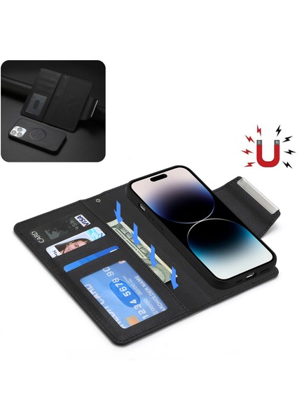 Iphone 14 Pro Phone Kılıfı Için Ultra Nezlenebilir Deri Deri Cüzdan Şok Geçirmez Manyetik Toka Cep Telefonu Kabuk Black (Yurt Dışından) fiyatları