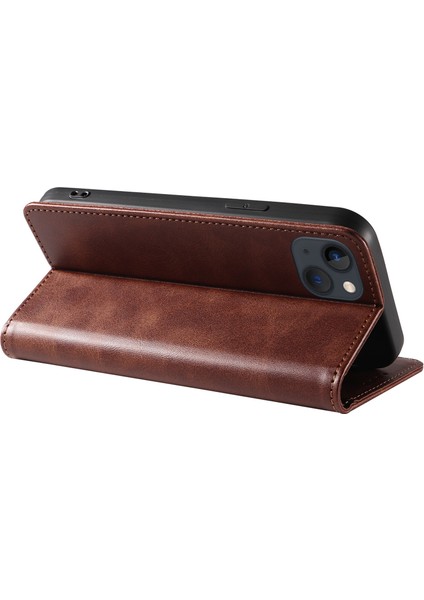 Iphone 14 Pro Telefon Kılıfı 6.1 Inç Otomatik Kapatma Manyetik Bump Proof Pu Deri Deri Stand Kapak-Dark Brown (Yurt Dışından) modelleri